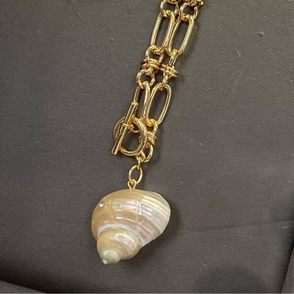 Camila Coelho Gold Color Necklace Chain & Knot w Natural Conch Shell Pendant - Picture 5 of 14